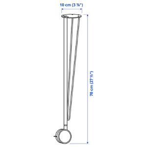 KRILLE Leg with castor, black, 70 cm