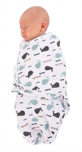 Bo Jungle B-Wrap Baby Wrapping Blanket Ocean Whales Small 0-4m