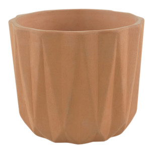 GoodHome Terracota Plant Pot 12 cm, vertical stripes