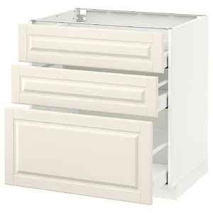 METOD / MAXIMERA Base cabinet with 3 drawers, white, Bodbyn off-white, 80x60 cm