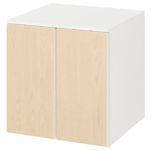 SMÅSTAD / PLATSA Cabinet, white birch, with 1 shelf, 60x55x63 cm