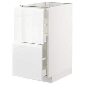 METOD / MAXIMERA Base cb 2 fronts/2 high drawers, white/Voxtorp high-gloss/white, 40x60 cm