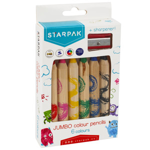 Starpak Jumbo Colour Pencils 6pcs + Sharpener