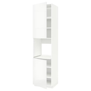 METOD High cab f oven w 2 doors/shelves, white/Ringhult white, 60x60x240 cm