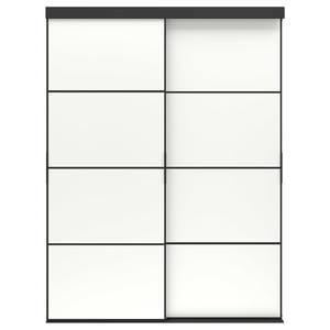 SKYTTA / MEHAMN Sliding door combination, black/double sided white, 152x205 cm