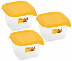 Curver Fresh&Go Square Food Container 3x 1.2L, yellow/transparent
