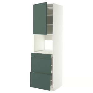 METOD/MAXIMERA Hi cab f micro combi w door/3 drwrs, white/Aspudden dark grey-green, 60x60x220 cm