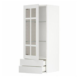 METOD / MAXIMERA Wall cabinet w glass door/2 drawers, white/Stensund white, 40x100 cm
