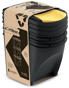 Waste Sorting Bins 25l  SORTI BOX, black