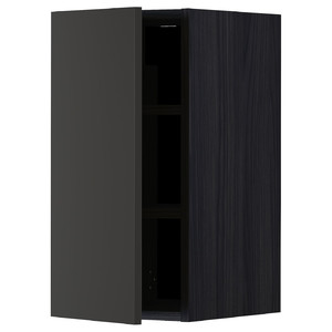 METOD Wall cabinet with shelves, black/Nickebo matt anthracite, 30x60 cm