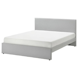 GLADSTAD Upholstered bed frame, Kabusa light grey, 140x200 cm