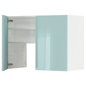 METOD Wall cb f extr hood w shlf/door, white Järsta/high-gloss light turquoise, 80x60 cm