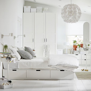 NORDLI Bed frame with storage and mattress, white/Åkrehamn medium firm, 160x200 cm