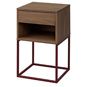 VIKHAMMER Bedside table, walnut veneer, 40x39 cm