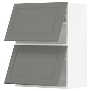METOD Wall cabinet horizontal w 2 doors, white/Bodbyn grey, 60x80 cm