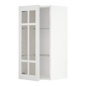 METOD Wall cabinet w shelves/glass door, white/Stensund white, 40x80 cm