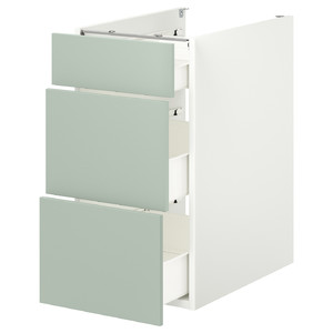 ENHET Base cb w 3 drawers, white/pale grey-green, 40x62x75 cm