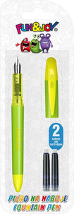 Fun&Joy Fountain Pen + 2 Ink Cartridges, lime-yellow