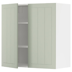 METOD Wall cabinet with shelves/2 doors, white/Stensund light green, 80x80 cm