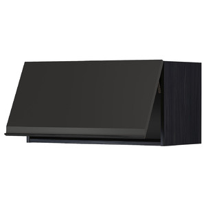 METOD Wall cabinet horizontal w push-open, black/Upplöv matt anthracite, 80x40 cm