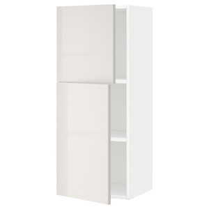 METOD Wall cabinet with shelves/2 doors, white/Ringhult light grey, 40x100 cm
