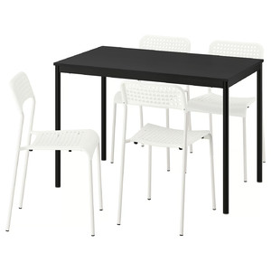 SANDSBERG Table and 4 chairs, black black/white, 110x67 cm