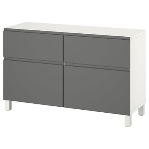 BESTÅ Storage combination w doors/drawers, white/Västerviken/Stubbarp dark grey, 120x42x74 cm