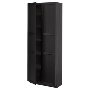 METOD High cabinet with shelves, black/Lerhyttan black stained, 80x37x200 cm