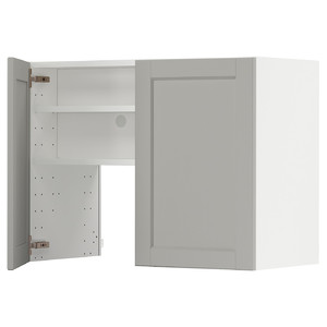 METOD Wall cb f extr hood w shlf/door, white/Lerhyttan light grey, 80x60 cm