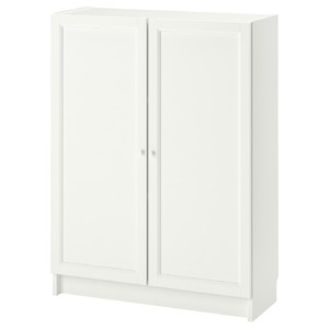BILLY / OXBERG Bookcase with doors, white, 80x30x106 cm