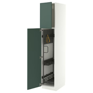METOD High cabinet with cleaning interior, white/Aspudden dark grey-green, 40x60x200 cm