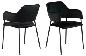 Set of Dining Chairs with Armrests, black