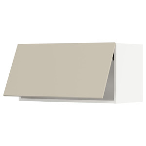 METOD Wall cabinet horizontal w push-open, white/Havstorp beige, 80x40 cm