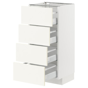 METOD / MAXIMERA Base cab 4 frnts/4 drawers, white/Vallstena white, 40x37 cm