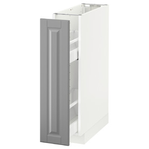 METOD Base cabinet/pull-out int fittings, white, Bodbyn grey, 20x60 cm