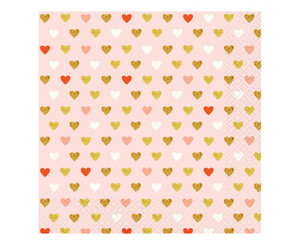 Paper Napkins 33x33cm 20-pack, pink hearts