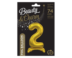Foil Balloon Number 2 Standing, gold, 74cm