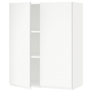 METOD Wall cabinet with shelves/2 doors, white/Voxtorp matt white, 80x100 cm
