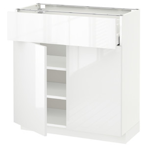 METOD / MAXIMERA Base cabinet with drawer/2 doors, white/Ringhult white, 80x37 cm
