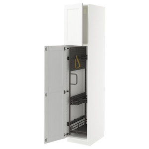 METOD High cabinet with cleaning interior, white Enköping/white wood effect, 40x60x200 cm