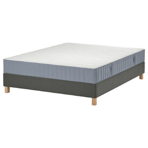 LYNGÖR Divan bed, Valevåg medium firm/light blue dark grey, 160x200 cm