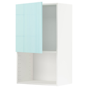 METOD Wall cabinet for microwave oven, white Järsta/high-gloss light turquoise, 60x100 cm