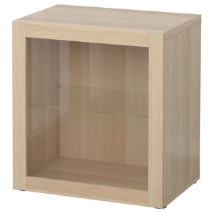 BESTÅ Shelf unit with glass door, Sindvik white stained oak effect, 60x40x64 cm