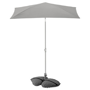 LILLEÖ / IGGÖN Parasol with base, grey/dark grey, 150x100 cm
