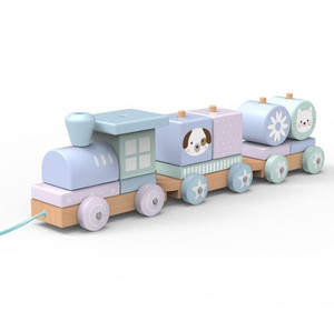 iWood Wooden Train with Animals Pastel 12m+