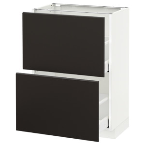 METOD / MAXIMERA Base cabinet with 2 drawers, white, Kungsbacka anthracite, 60x37 cm