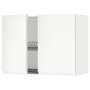 METOD Wall cabinet w dish drainer/2 doors, white/Voxtorp matt white, 80x60 cm