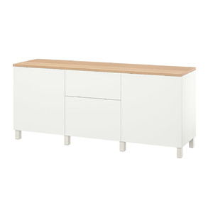 BESTÅ Storage combination with drawers, white, Lappviken/Stubbarp white, 180x42x76 cm