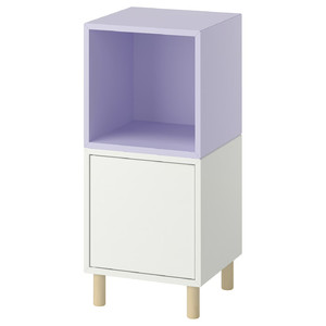 EKET Cabinet combination with legs, white pale lilac/wood, 35x35x80 cm