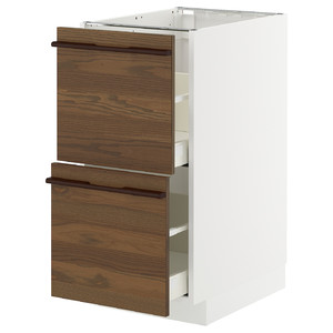 METOD/MAXIMERA Base cb 2 fronts/2 high drawers, white/Stensta dark brown ash veneer, 40x60 cm